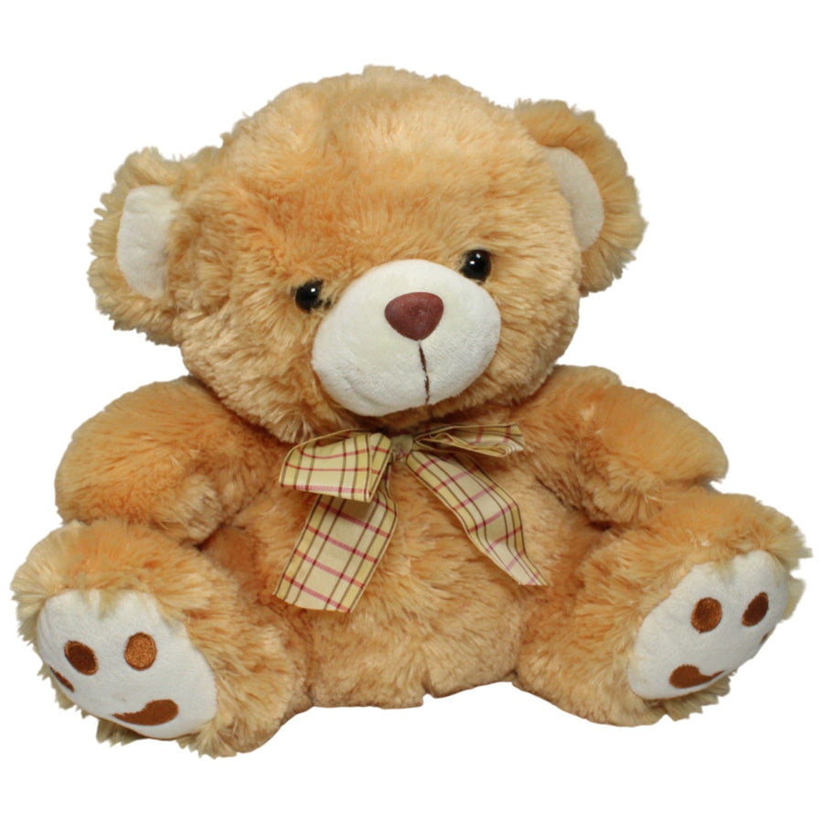 XL Teddybär mit Schleife, orange-beige