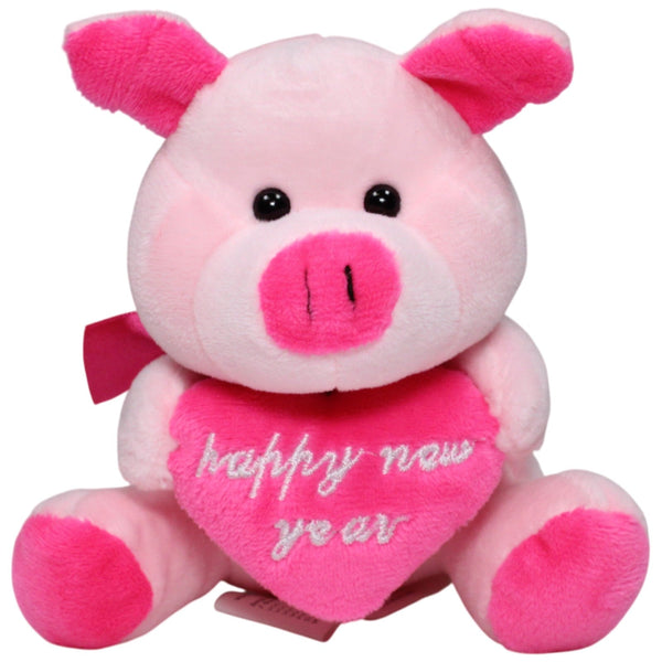 Glücksschwein mit Herz "happy new year", rosa