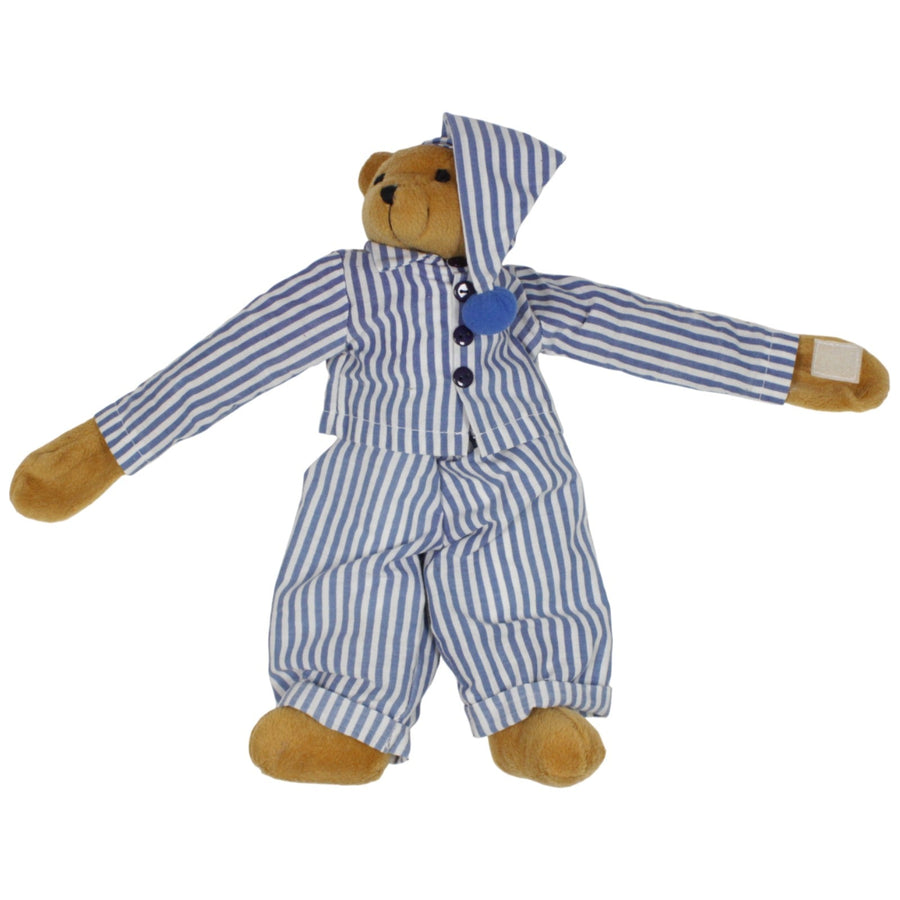 Schlenker-Teddybär mit blau-weiß gestreiftem Pyjama