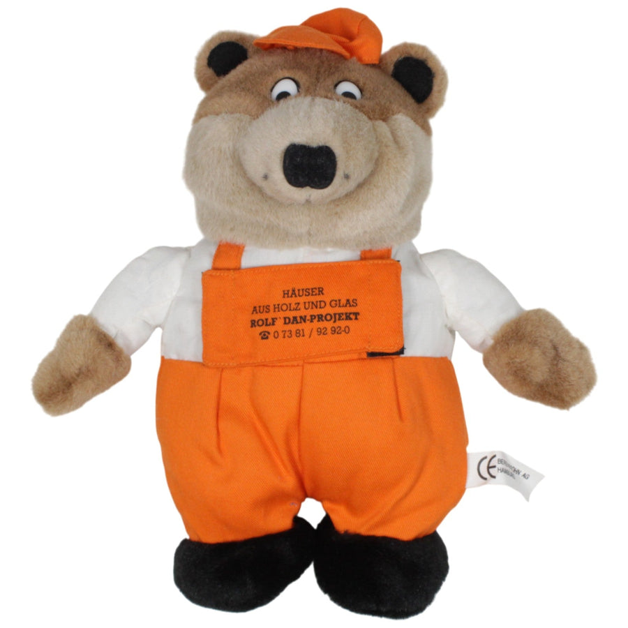 Wendetier, Bär in orangem Overall / Tasche von Häuser aus Holz und Glas Rolf´Dan-Projekt