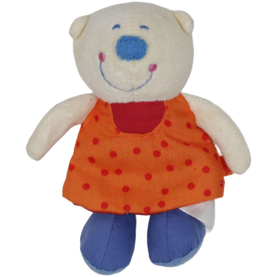 Rassel-Teddybär mit orangem Kleid