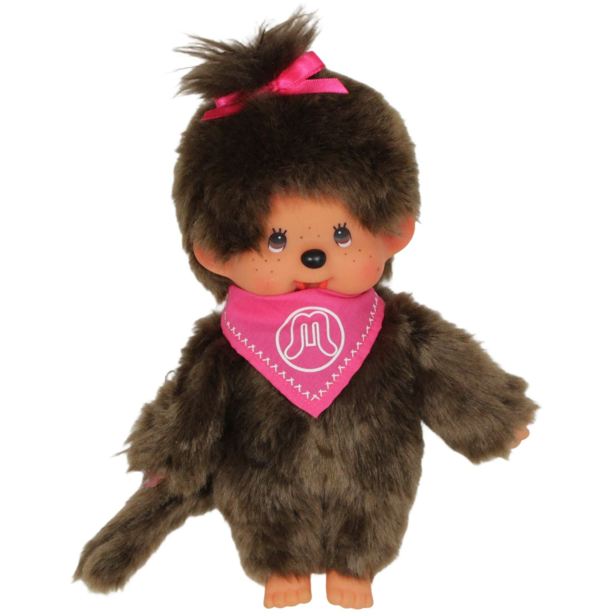 123000019279 Sekiguchi Monchhichi, Mädchen mit Zopf & pinkem Halstuch Kuscheltier Kumpel Leo 19cm Braun ebay - stofftiere