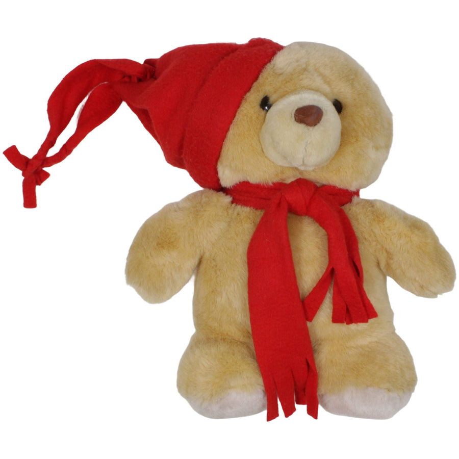 Großer Teddy mit rotem Schal & Zipfelmütze