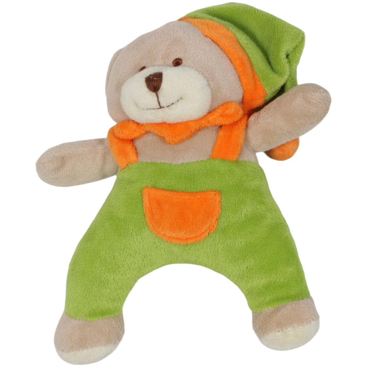 123000019597 Althans Club Rassel - Teddybär mit grüner Latzhose und Zipfelmütze Kuscheltier Kumpel Leo 20cm Baby & Kleinkind Beige