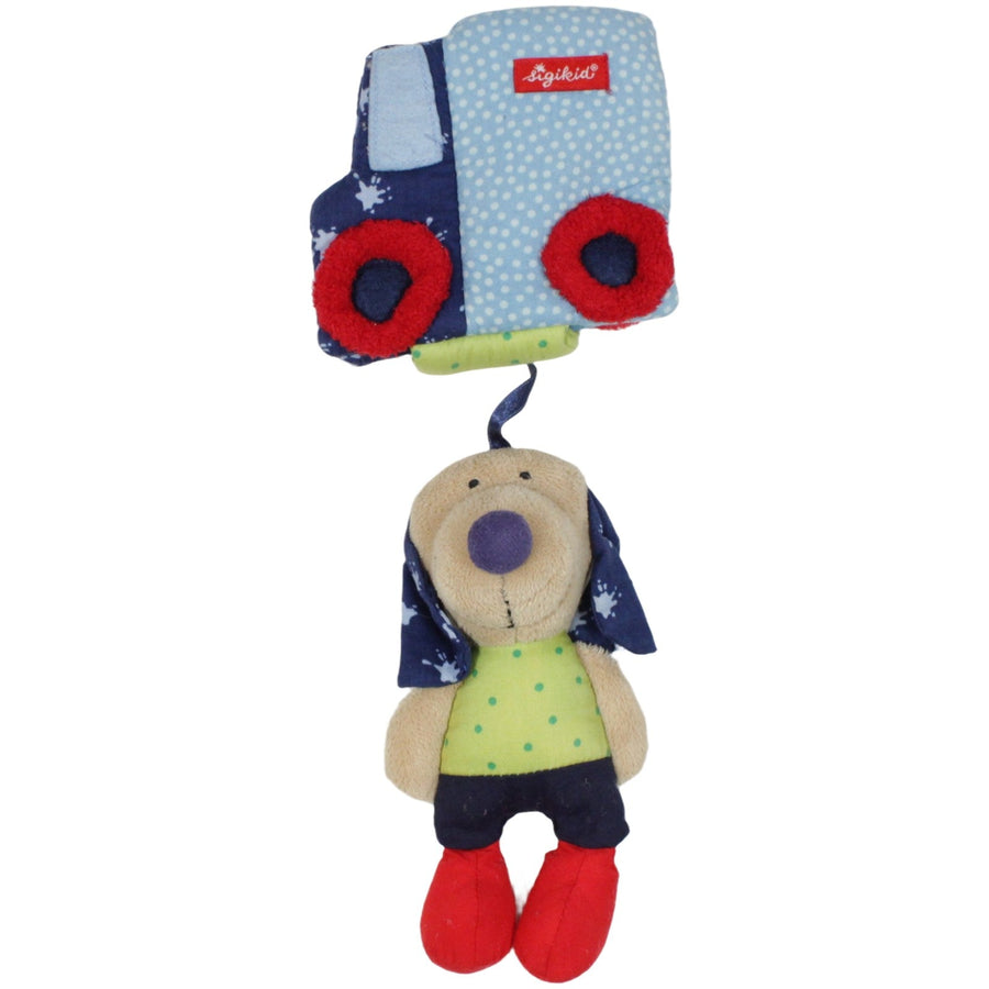 Hund mit Auto, blau
