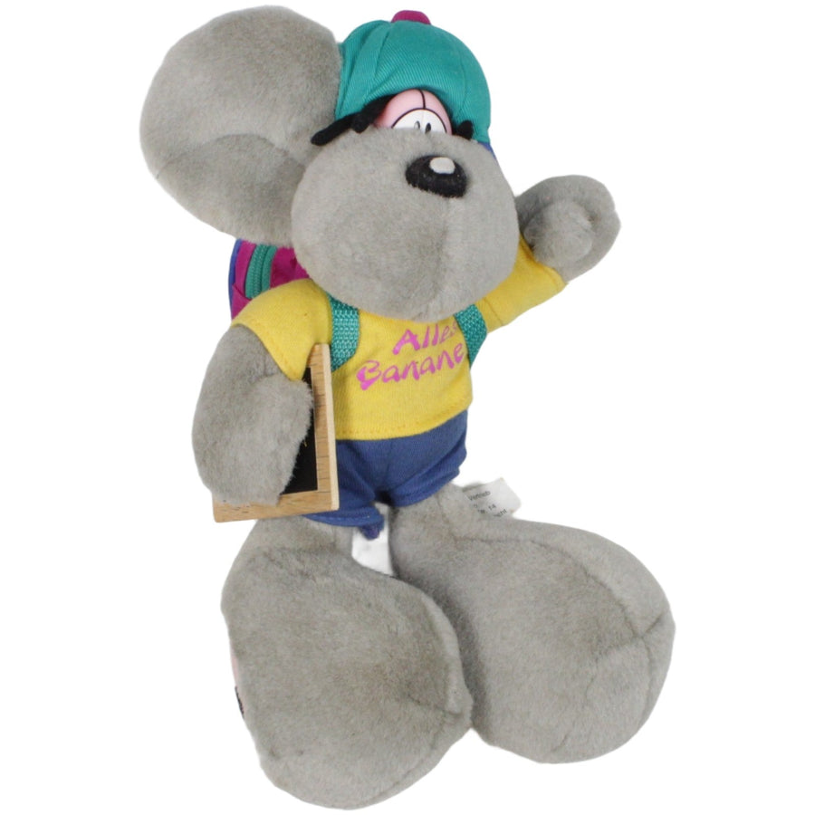 Graue Diddl-Maus mit Tafel, Rucksack & Shirt "Alles Banane?"