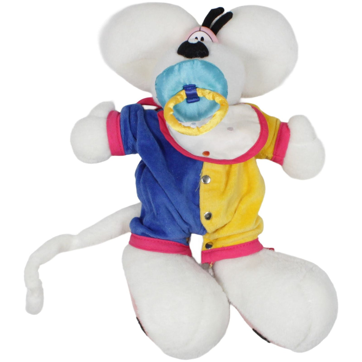 123000019752 Depesche Baby - Diddl mit Schnuller & Latz mit buntem Body Kuscheltier Kumpel Leo 32cm _Vintage_ Blau