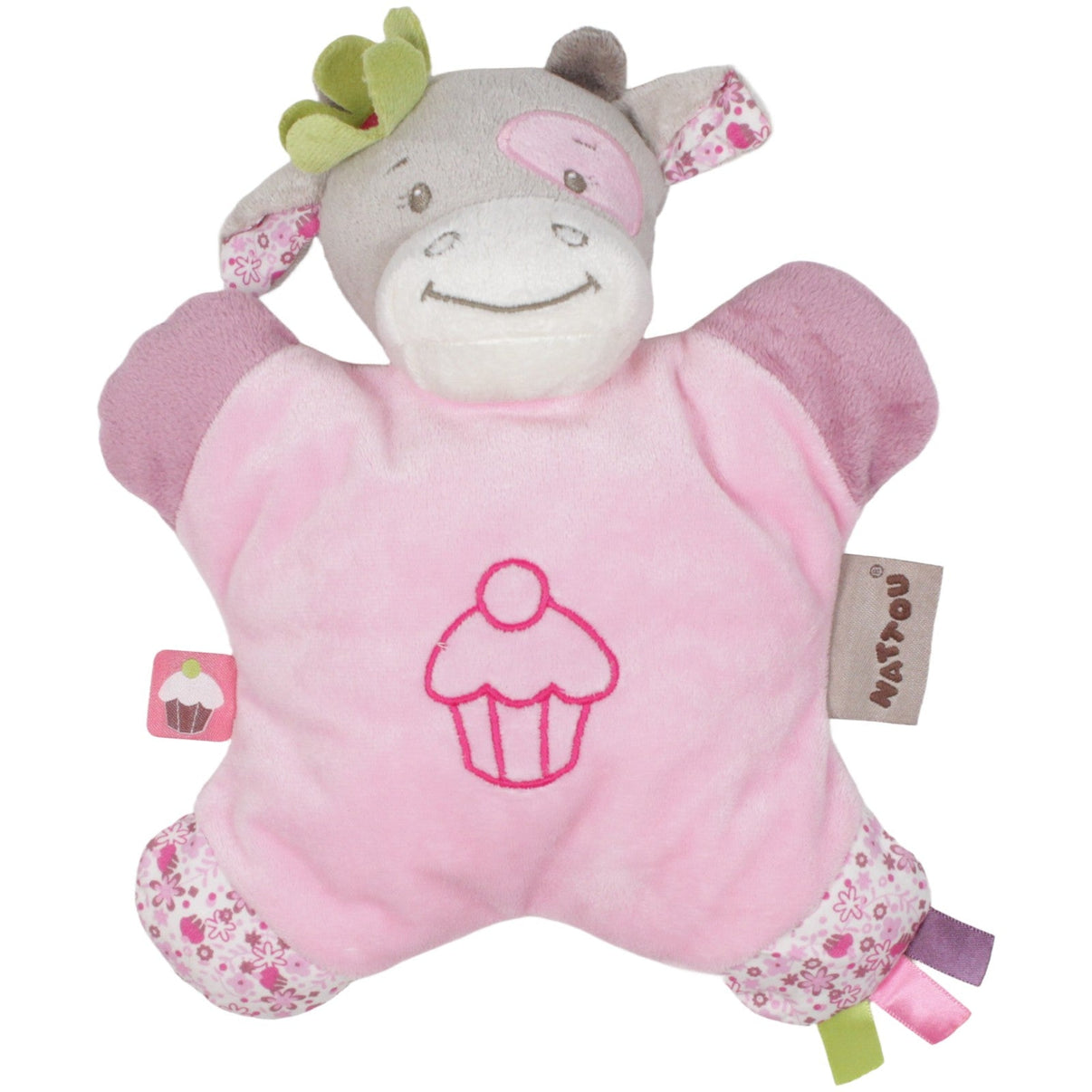 123000019766 Nattou Rosa Kuh mit Muffin & Rassel Kuscheltier Kumpel Leo 21cm 23cm Beige