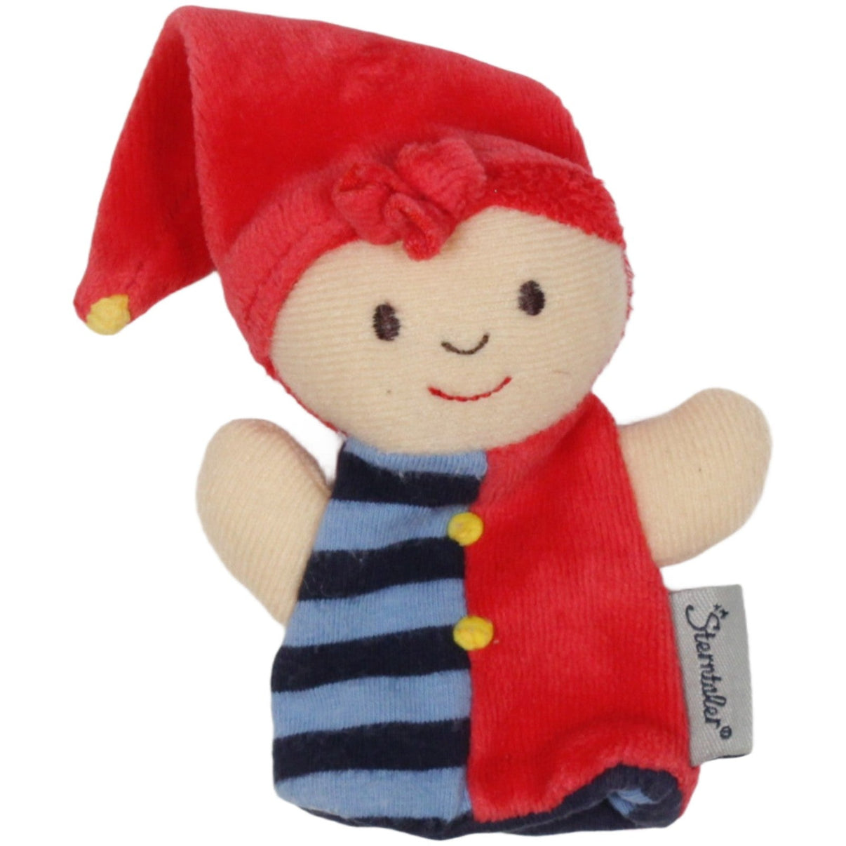 123000019767 Sterntaler Junge mit Zipfelmütze Fingerpuppe Kumpel Leo 10cm Beige Blau
