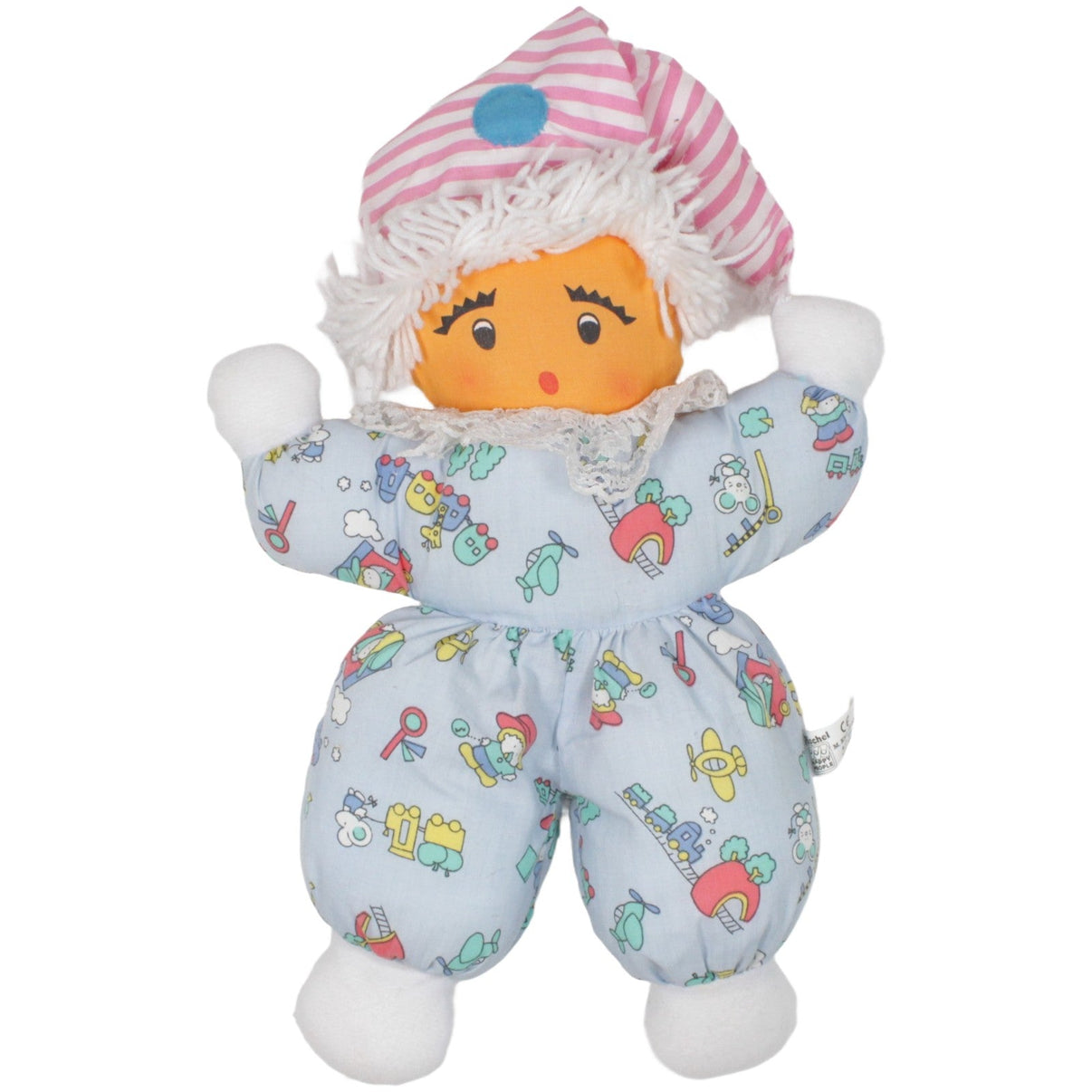 123000019824 M. Klein Plüschel, hellblaue Puppe mit zwei Gesichtern Puppe Kumpel Leo 37cm _Vintage_ Blau