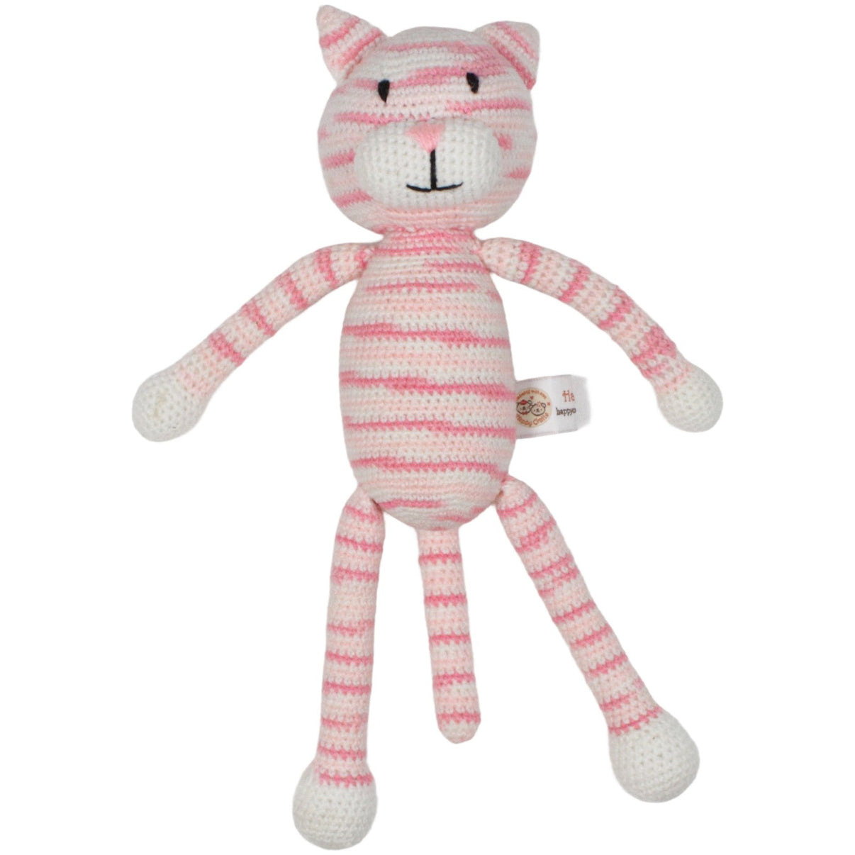 123000019832 Happy Craft Gehäkelte Katze, rosa - weiß gestreift Kuscheltier Kumpel Leo 32cm ebay - 20 - stofftiere Gebraucht