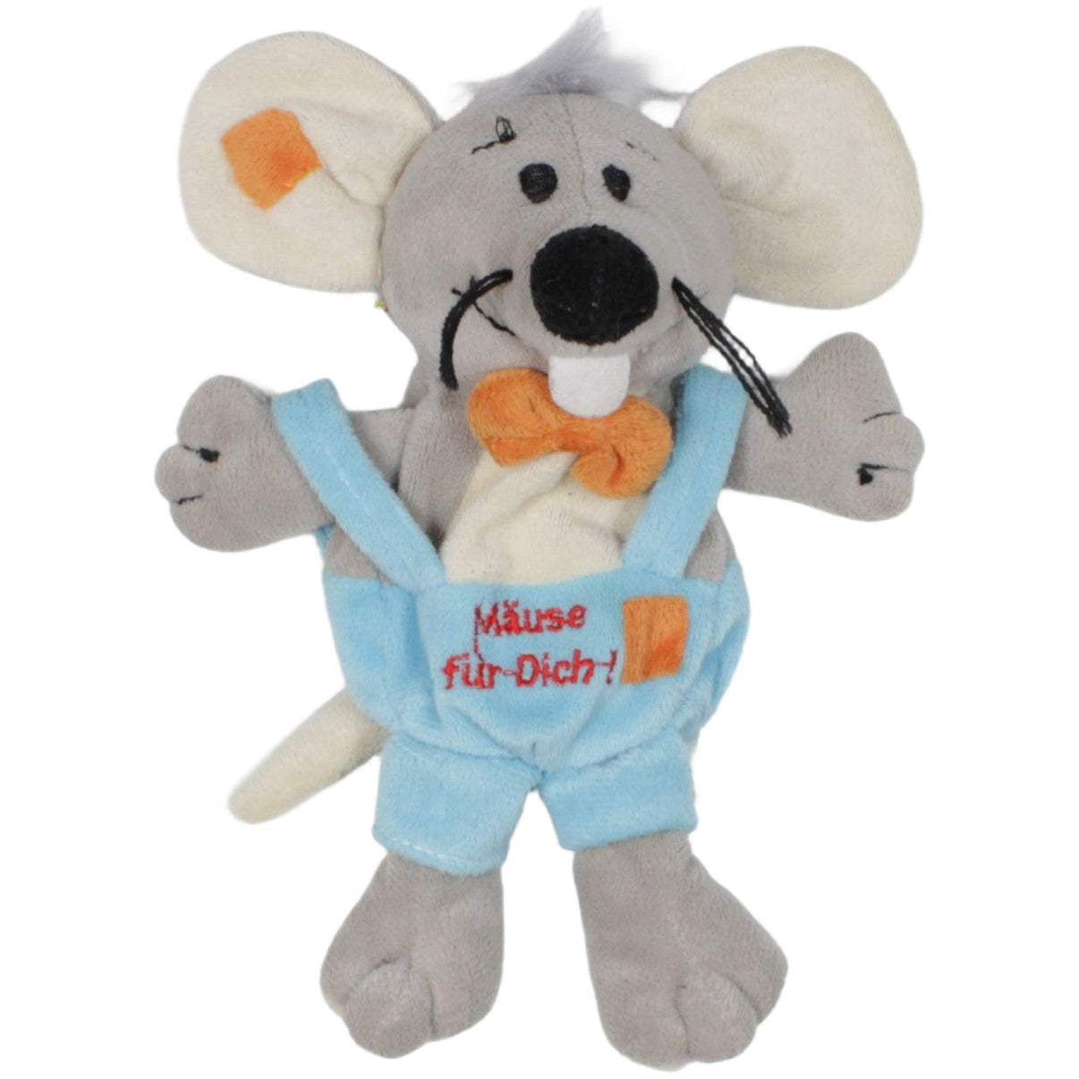 123000019871 Udo Schmidt Maus mit Stauraum "Mäuse für Dich!" Kuscheltier Kumpel Leo 21cm Beige Blau