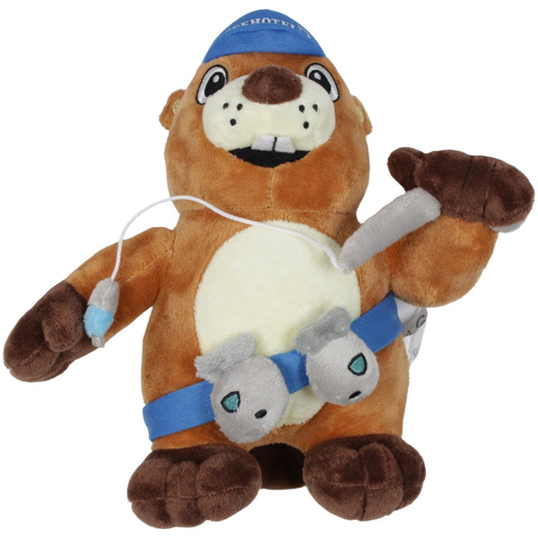 Maskottchen Biber mit Angel