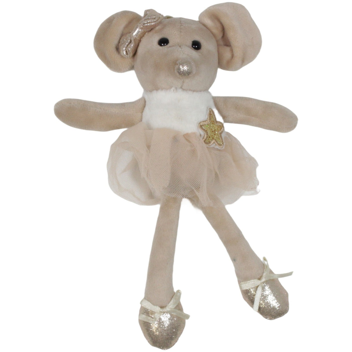 123000020069 Unbekannt Süße braune Maus mit Schleife und Tütü Kuscheltier Kumpel Leo 21cm Beige Braun