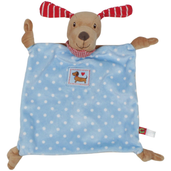 Hund mit rot-gestreiften Ohren, blau