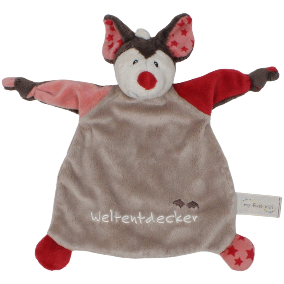 123000020214 NICI My first NICI, Fledermaus "Weltentdecker" Schmusetuch Kumpel Leo 25cm 29cm Beige