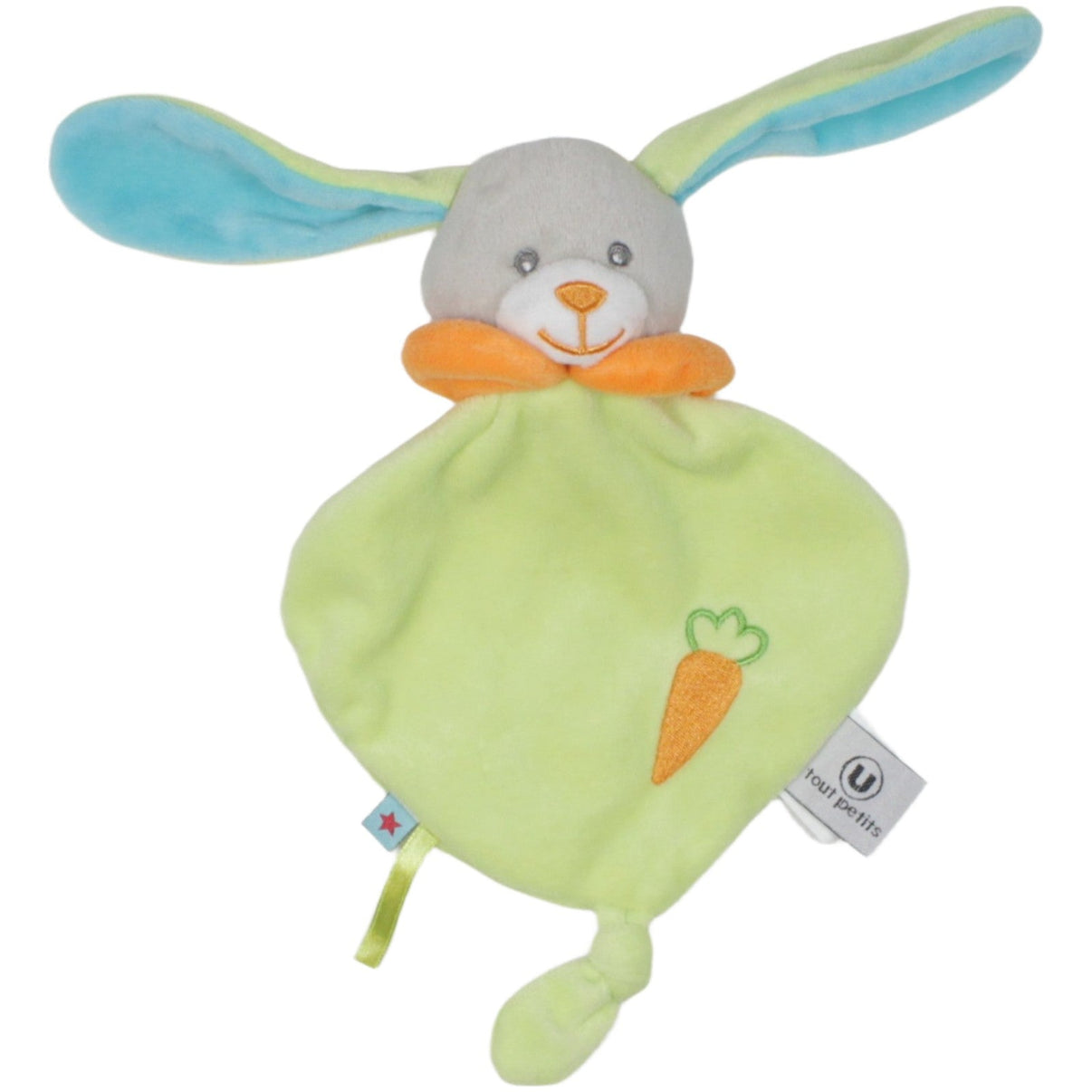 123000020218 Unbekannt tout petits, Hase mit Karotte grün Schmusetuch Kumpel Leo 17cm 25cm Blau
