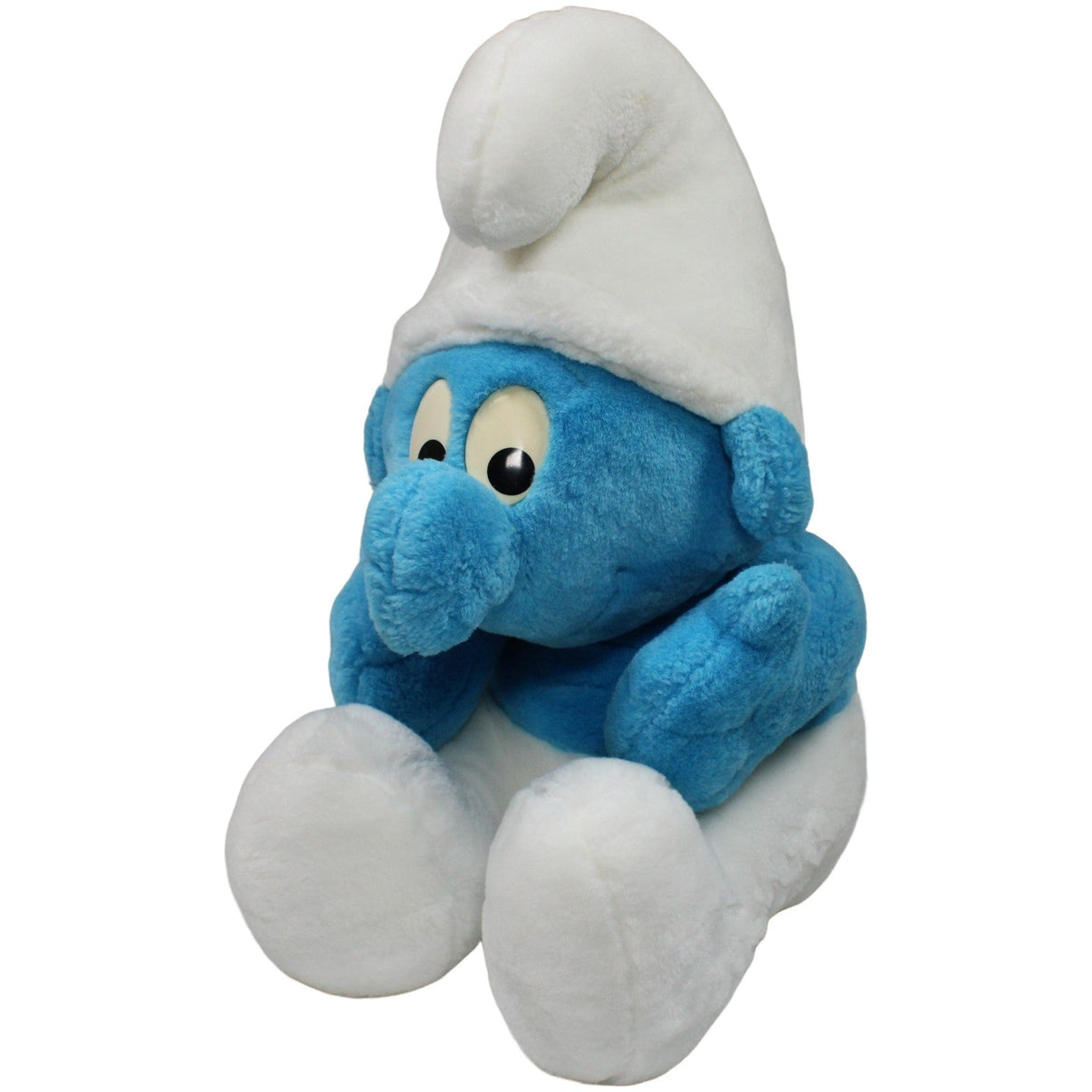 123000020363 Heunec XL Schlumpf aus Die Schlümpfe, sitzend Plüschfigur Kumpel Leo 1999 40cm _Vintage_