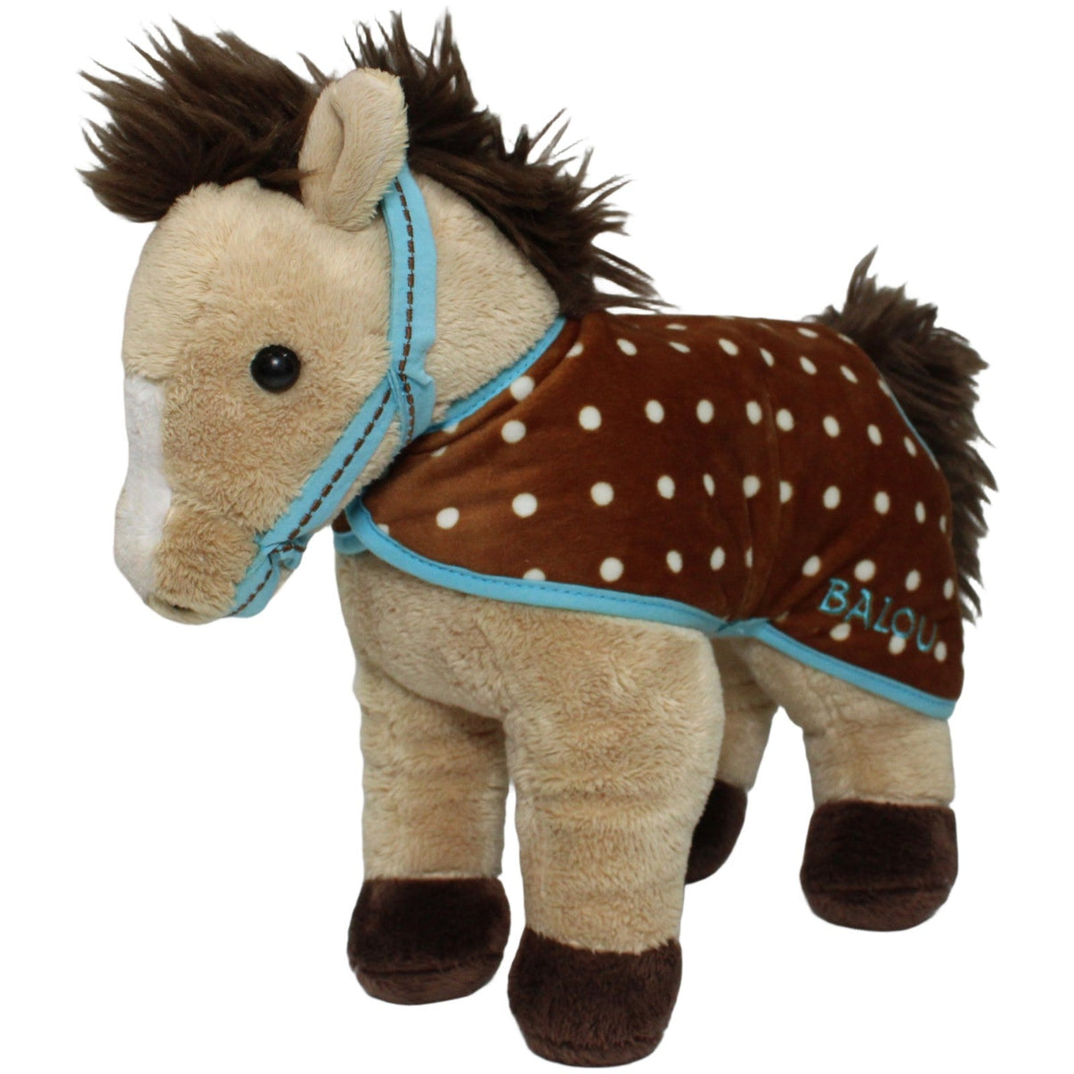 123000020392 Die Spiegelburg Pferd Balou mit Satteldecke Kuscheltier Kumpel Leo 30cm Beige Blau