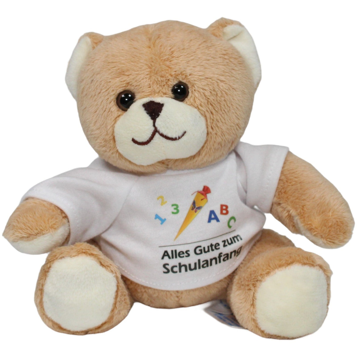 123000020448 Heunec Teddybär mit Shirt "Alles Gute zum Schulanfang" Kuscheltier Kumpel Leo 17cm Beige Braun