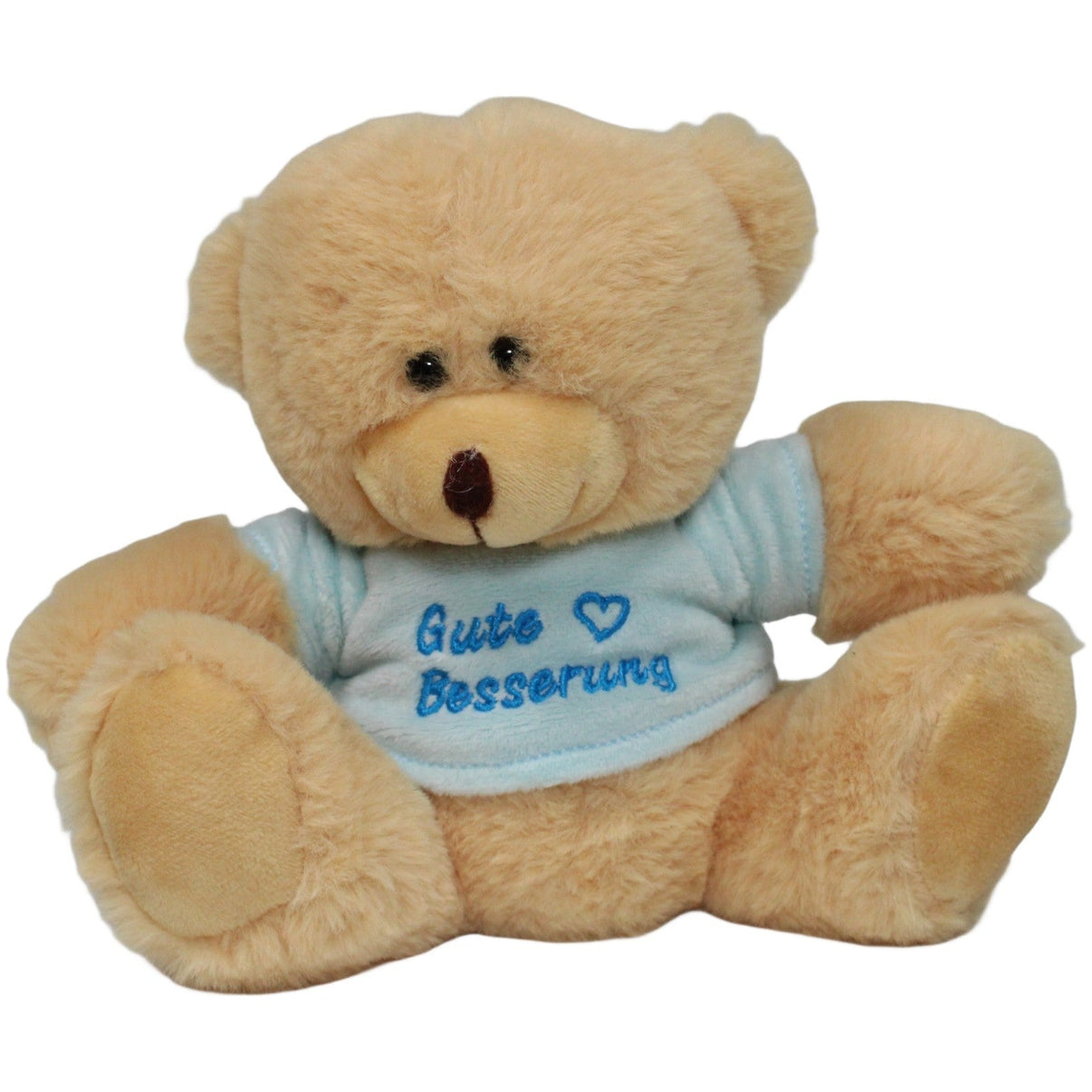 123000020524 Unbekannt Teddy mit hellblauem Shirt "Gute Besserung" Kuscheltier Kumpel Leo 18cm Beige Blau