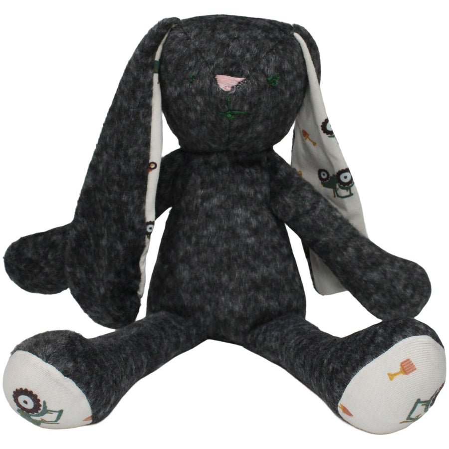 XL Schlenker Hase mit Bauernhof-Muster, dunkelgrau