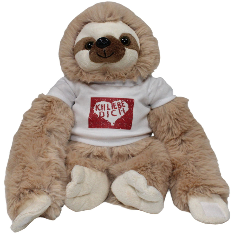 Faultier mit Klett-Händen und Shirt "ICH LIEBE DICH"