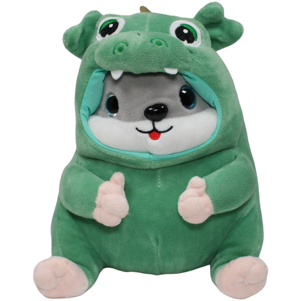 Flos Toys, süßer Hamster in grünem Dino Kostüm
