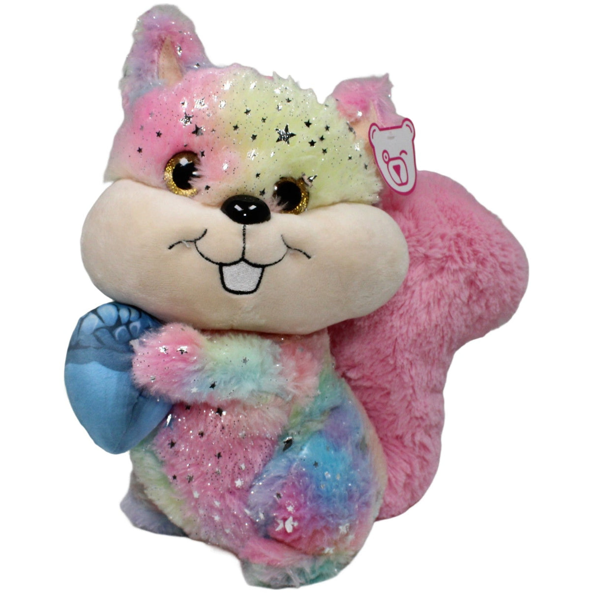 123000020683 Landahl & Baumann Buntes Glitzer - Eichhörnchen mit blauer Nuss, groß Kuscheltier Kumpel Leo 35cm ebay - neu - stofftiere Eichhörnchen