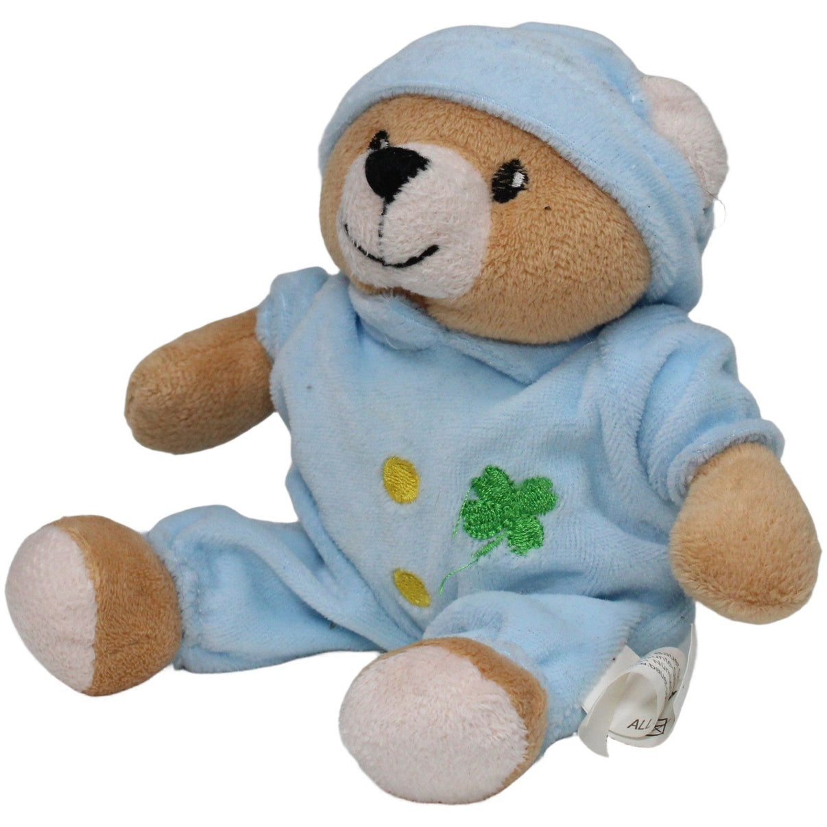 123000020720 Bauer Traumbärchen Teddybär im Pyjama mit Kleeblatt, blau Kuscheltier Kumpel Leo 20cm Blau Braun