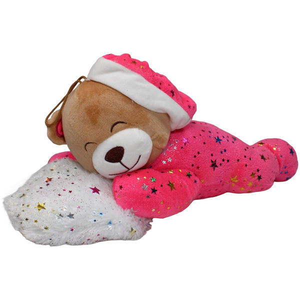 Flos Toys, pinker schlafender XL Teddy mit Glitzersternen