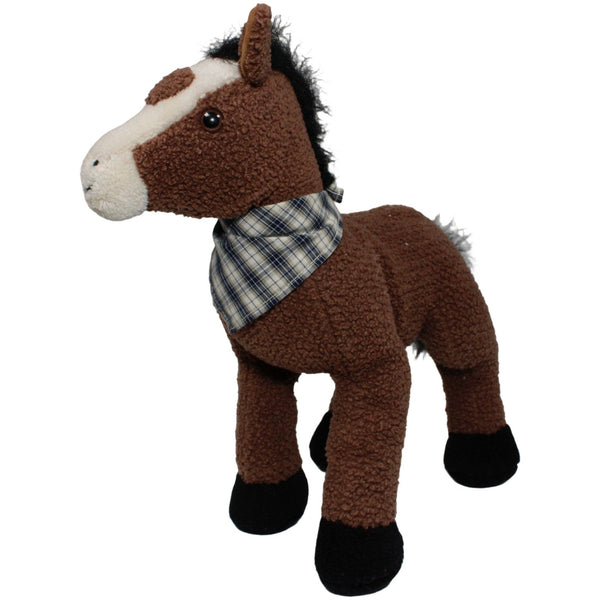 Großes Pferd Johnny mit Halstuch, braun-weiß