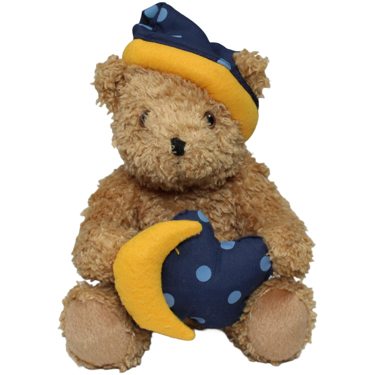 123000020836 Banana Teddybär mit Zipfelmütze und Kissen mit Mond Kuscheltier Kumpel Leo 21cm Blau Braun