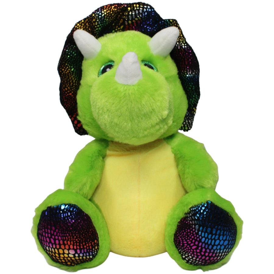 Grüner Triceratops mit Glitzer, sitzend