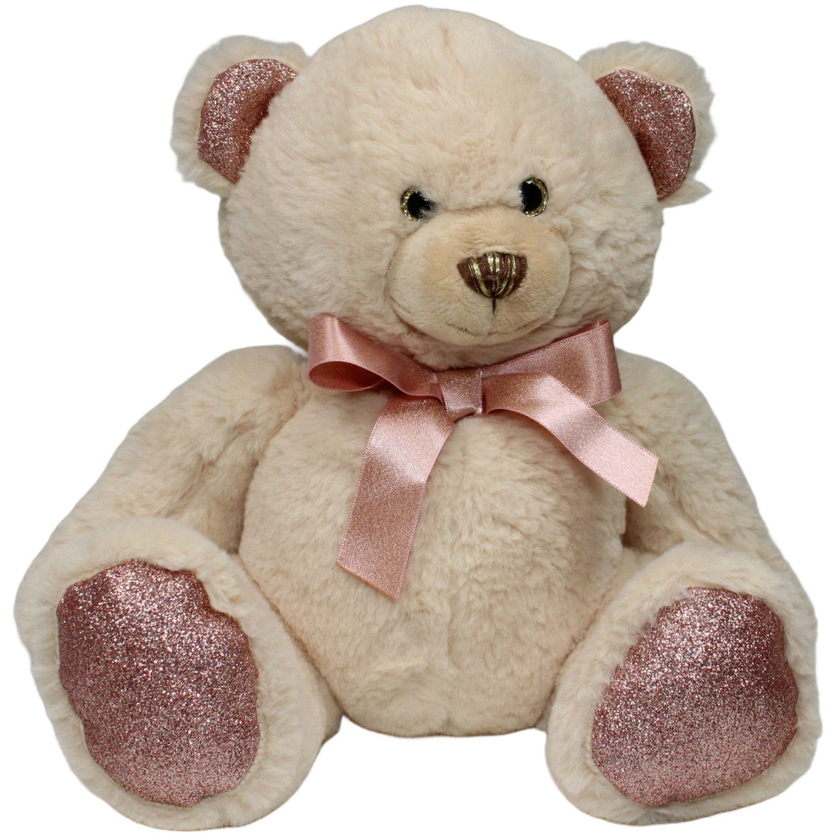 123000020972 Heunec Teddy mit rosa Glitzerohren & Füßen, sitzend Kuscheltier Kumpel Leo 25cm Beige ebay - stofftiere