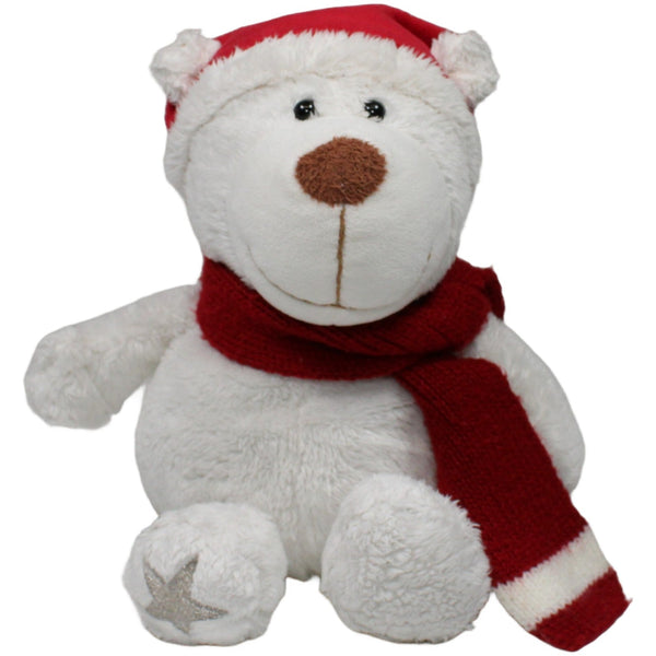 Schlenker-Eisbär mit roter Zipfelmütze und Schal