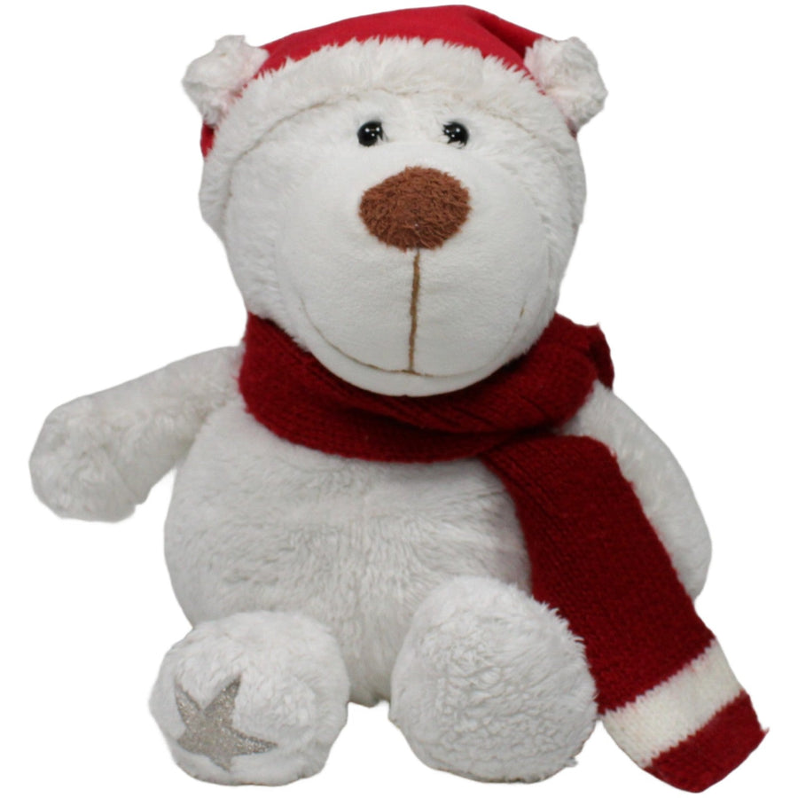 Schlenker-Eisbär mit roter Zipfelmütze und Schal