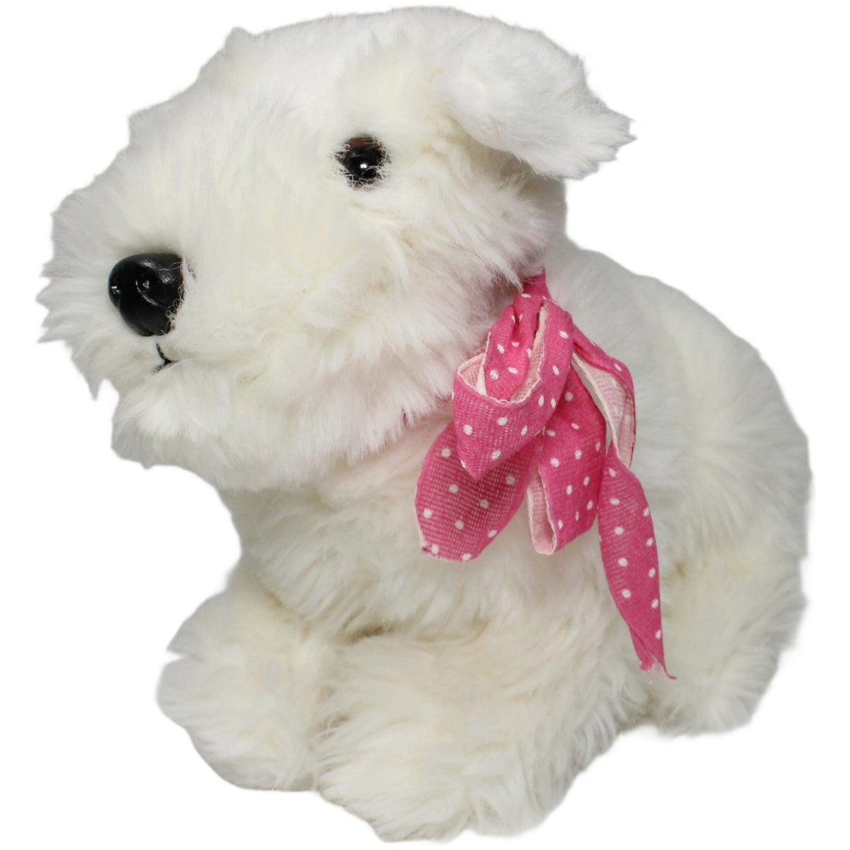 123000021024 Schmusi Süßer weißer Hund mit Schleife, sitzend Kuscheltier Kumpel Leo 25cm _Vintage_ ebay - 20 - stofftiere
