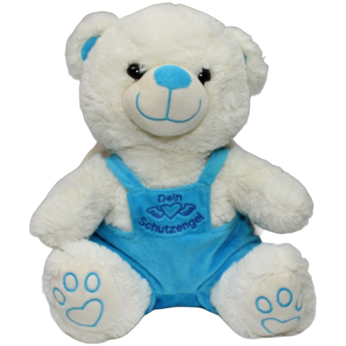 123000021067 K - Toys Weißer Teddy mit Flügeln "Dein Schutzengel" & blauer Latzhose Kuscheltier Kumpel Leo 30cm Blau ebay - 20 - stofftiere