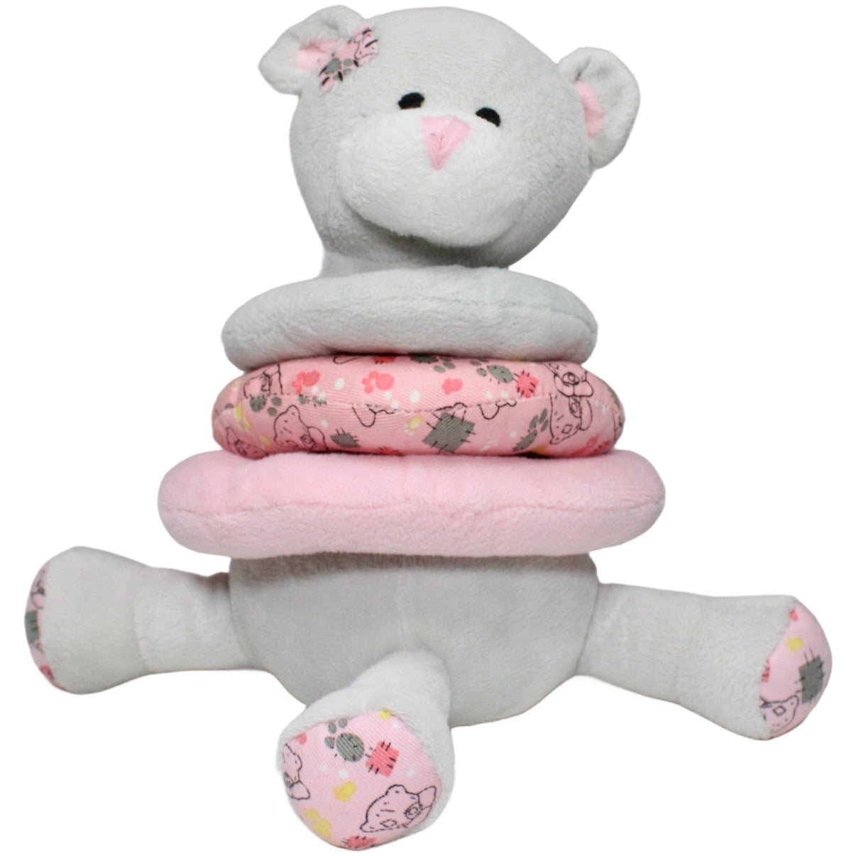 123000021074 Unbekannt Grauer Quietsch - Bär mit Ringen Activity - Kuscheltier Kumpel Leo 22cm Activity - Kuscheltier Bär