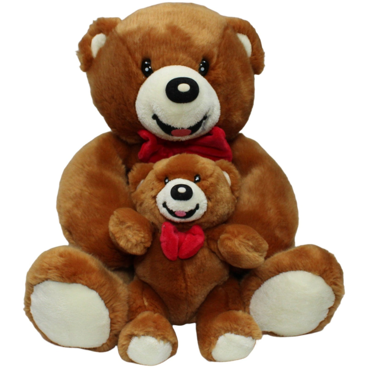 123000021091 Anna Club Plush Großer Teddybär mit kleinem Teddybär Kuscheltier Kumpel Leo 41cm Beige Braun