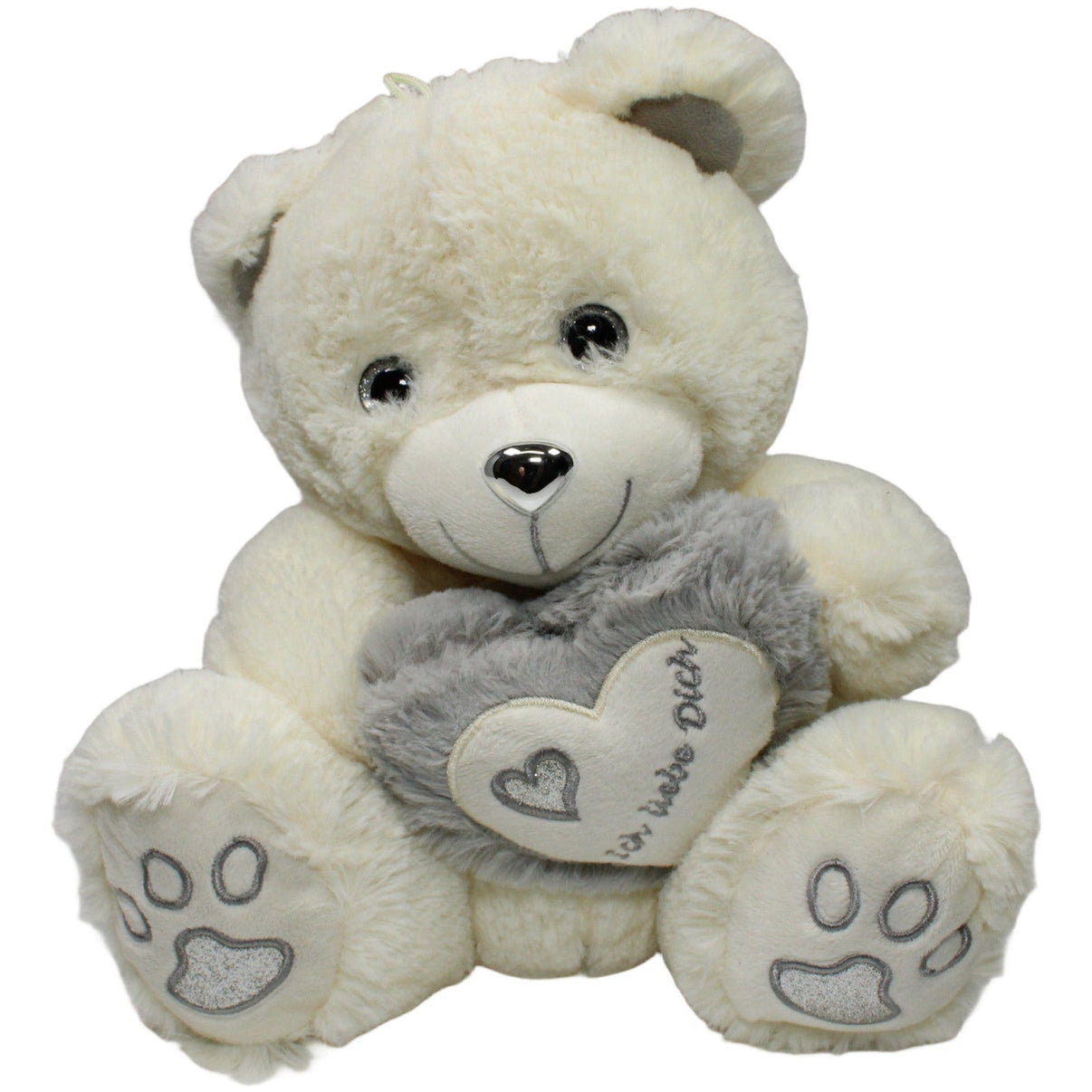 123000021136 FLOTI Flos Toys, weißer Teddybär mit Herz "Ich Liebe Dich" mit Glitzeraugen Kuscheltier Kumpel Leo 32cm Beige ebay - stofftiere