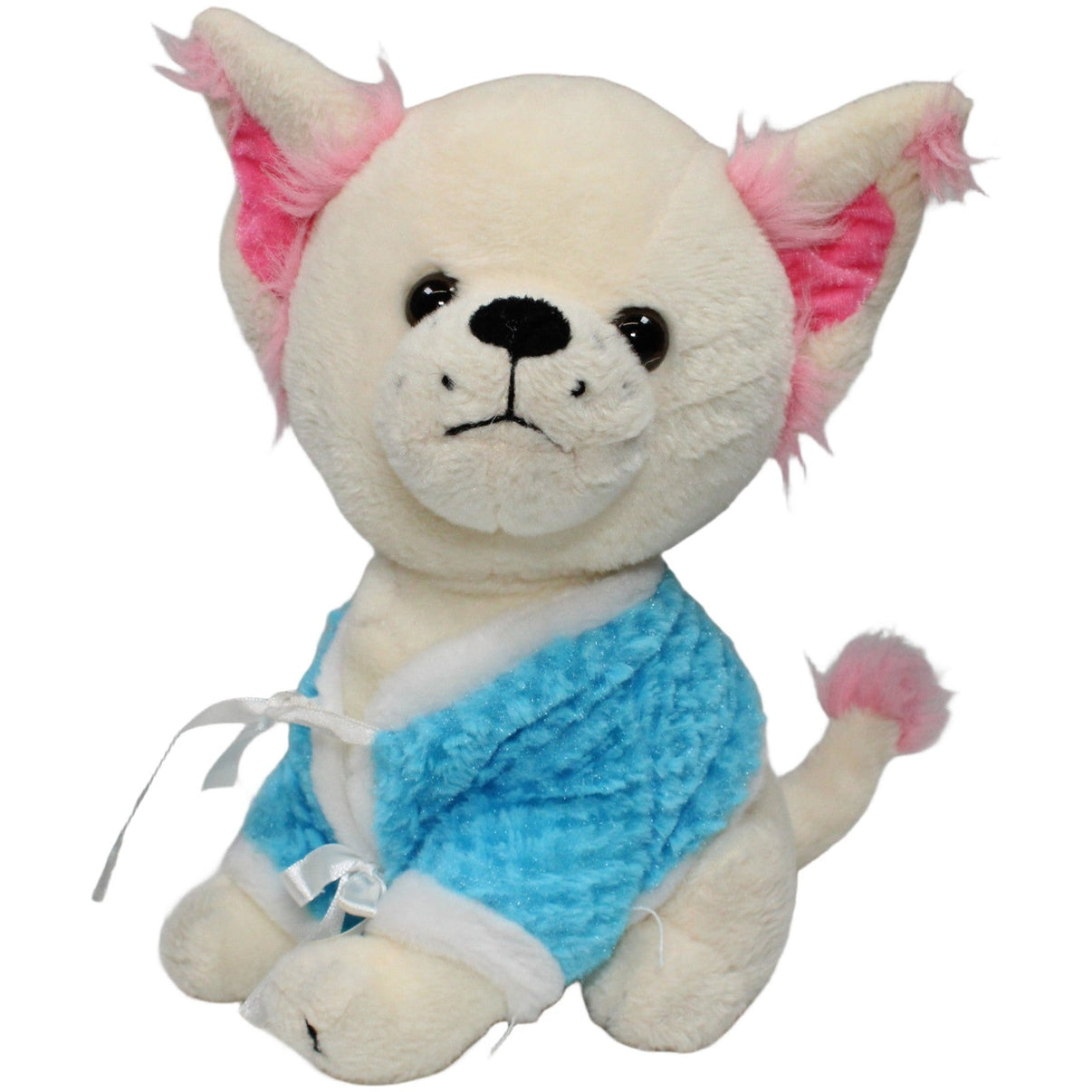 123000021193 Unbekannt Chihuahua mit blauer Jacke Kuscheltier Kumpel Leo 25cm Beige Blau