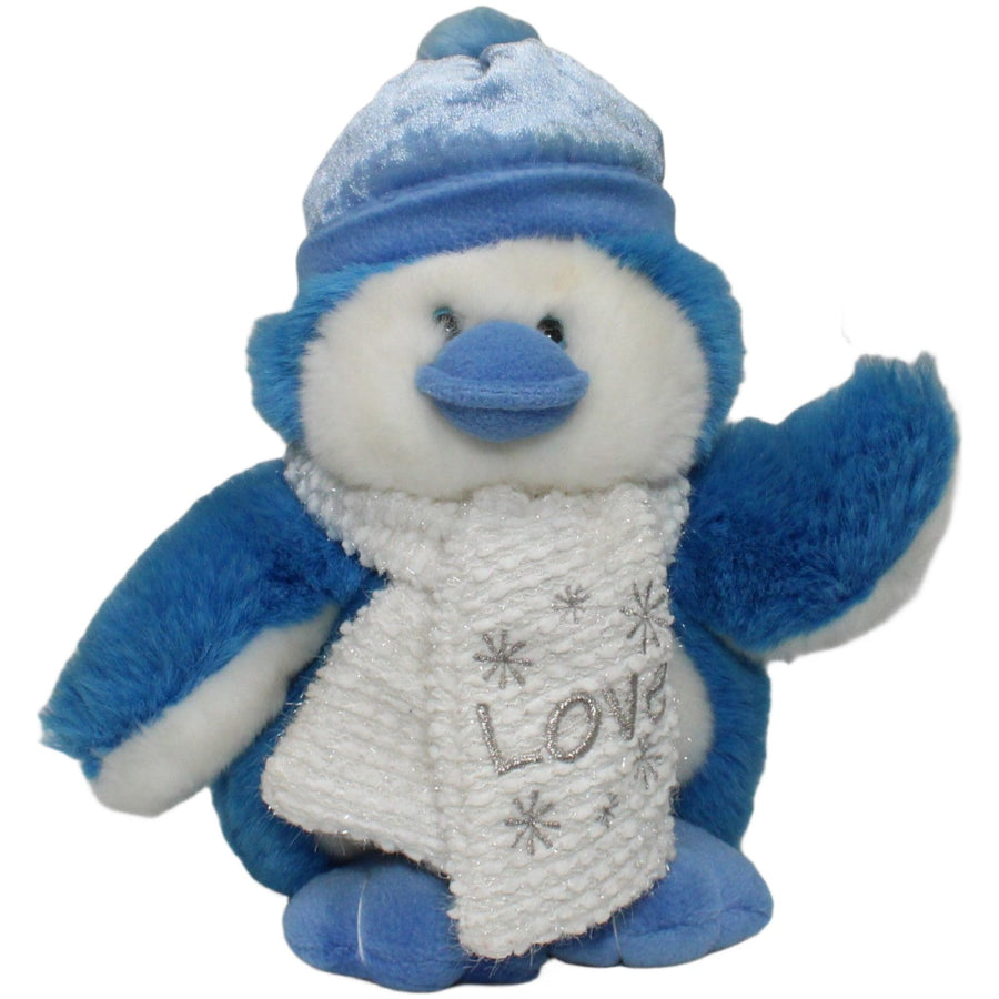 Blauer Pinguin mit Schal "Love"