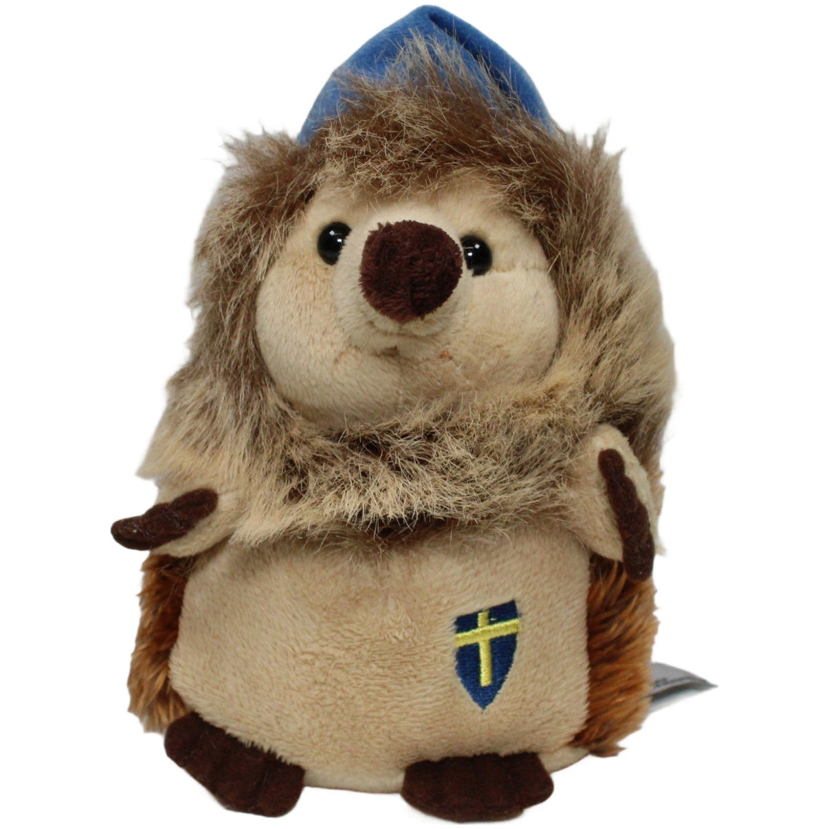 123000021292 Molli Toys Igel mit blaue Zipfelmütze und Schweden - Flagge Kuscheltier Kumpel Leo 17cm Blau Braun