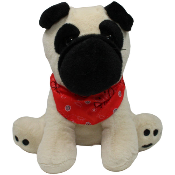 Mops mit rotem Halstuch, sitzend