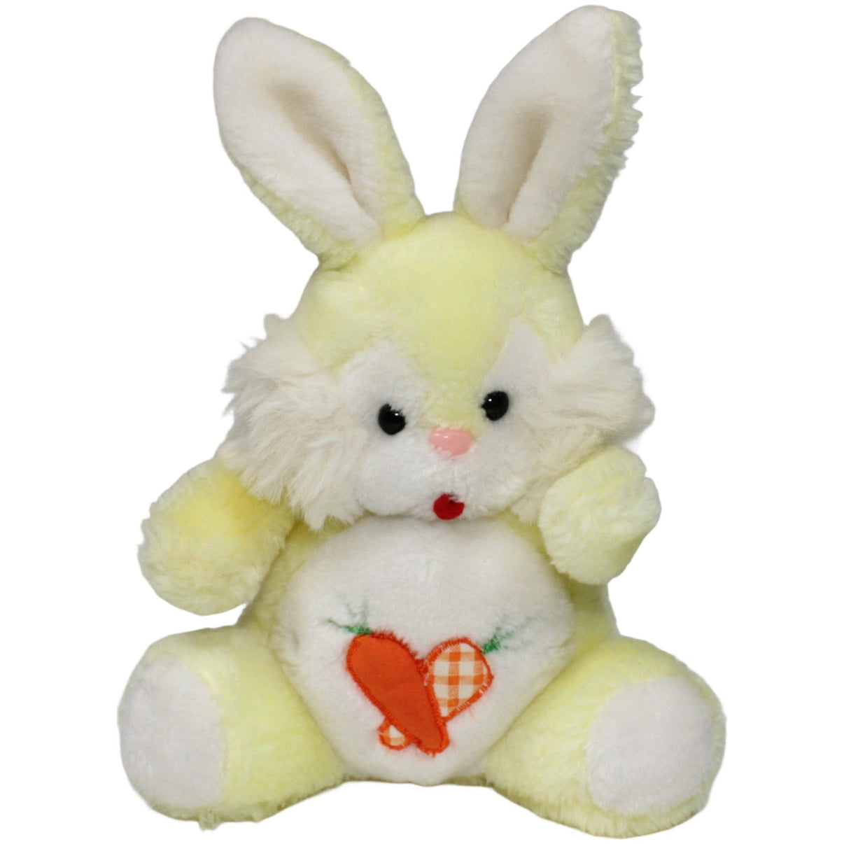 123000021424 Siso Gelber Hase mit Möhren auf dem Bauch, sitzend Kuscheltier Kumpel Leo 20cm _Vintage_ ebay - 20 - stofftiere