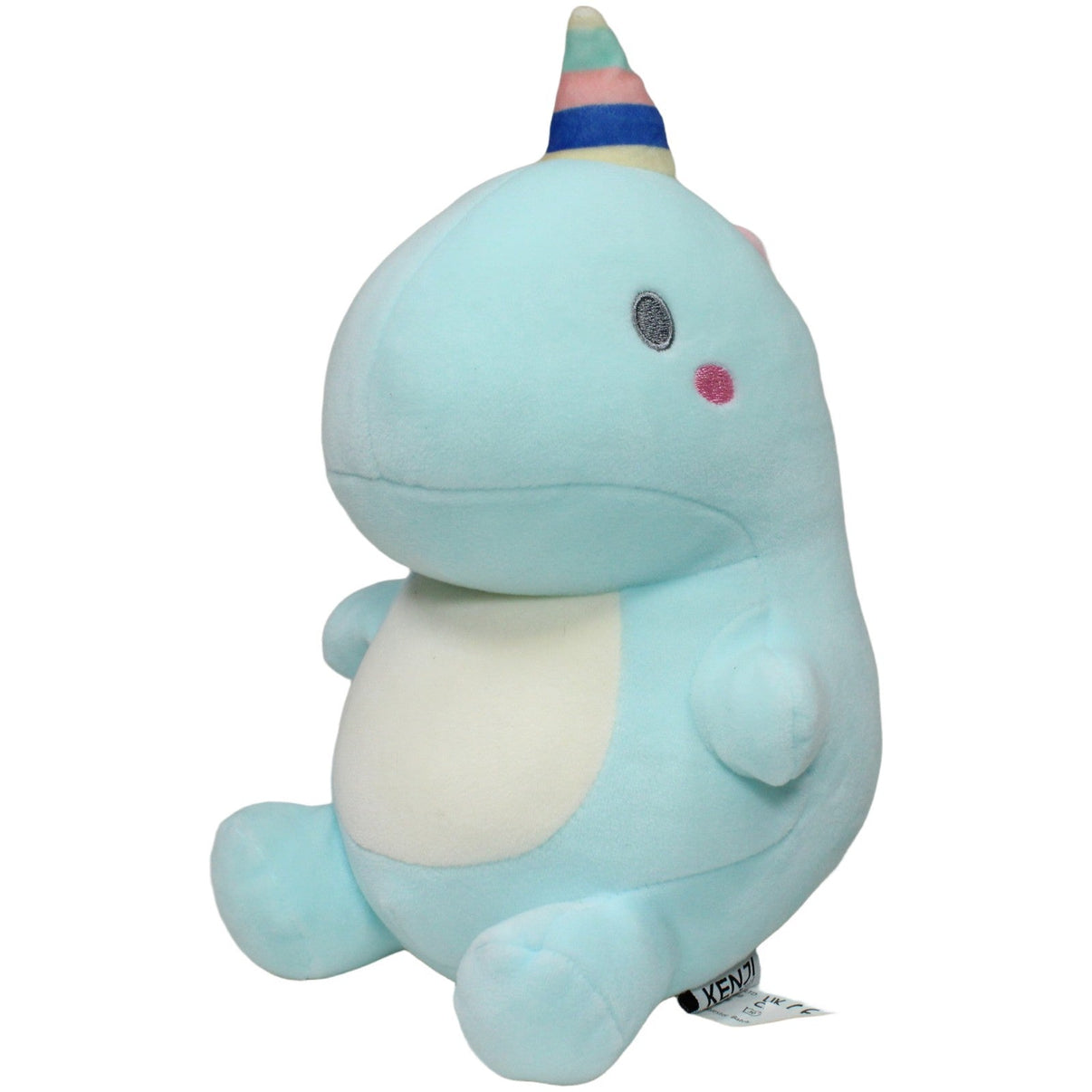 123000021518 KENJI Blauer Dinosaurier mit buntem Horn Kuscheltier Kumpel Leo 27cm Beige Blau