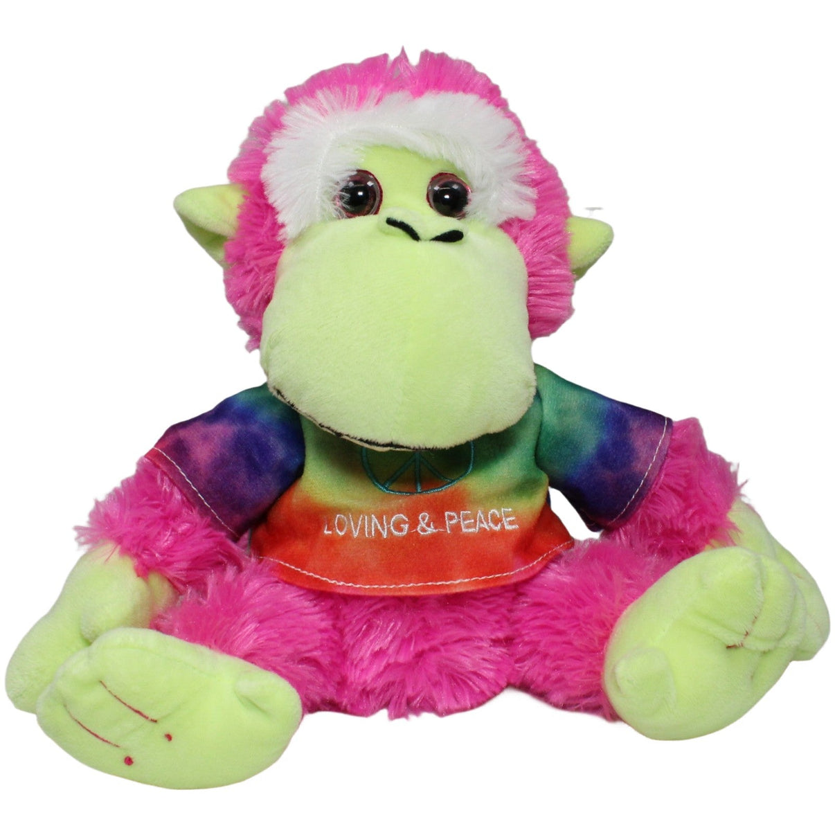 123000021533 Evertime Süßer pinker Affe mit Peace Shirt, sitzend Kuscheltier Kumpel Leo 25cm Affe ebay - stofftiere