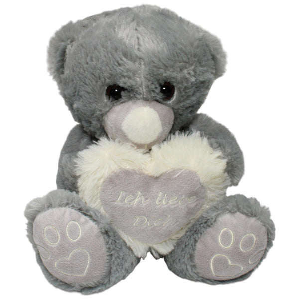 Flos Toys, grauer Teddy mit Herz "Ich liebe Dich"